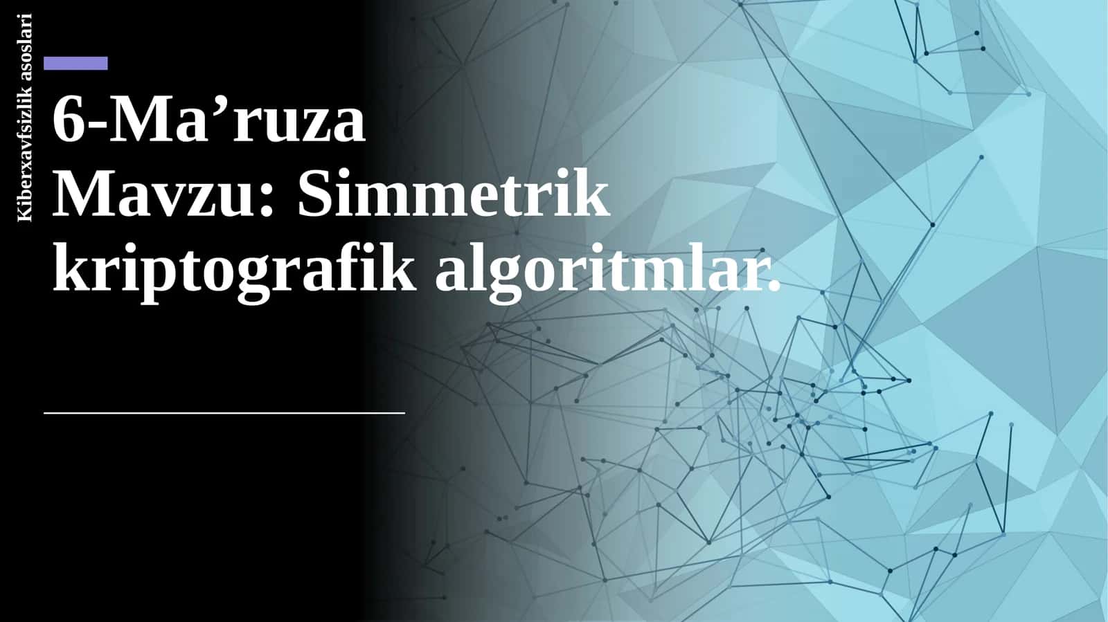 Simmetrik kriptografik algoritmlar. Kiberxavfsizlik asoslari