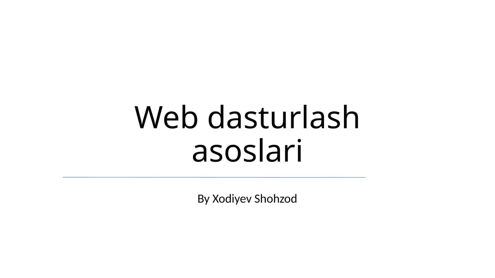 Web dasturlash asoslari
