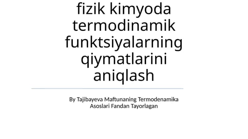 Maftunaning Termodenamika Asoslari