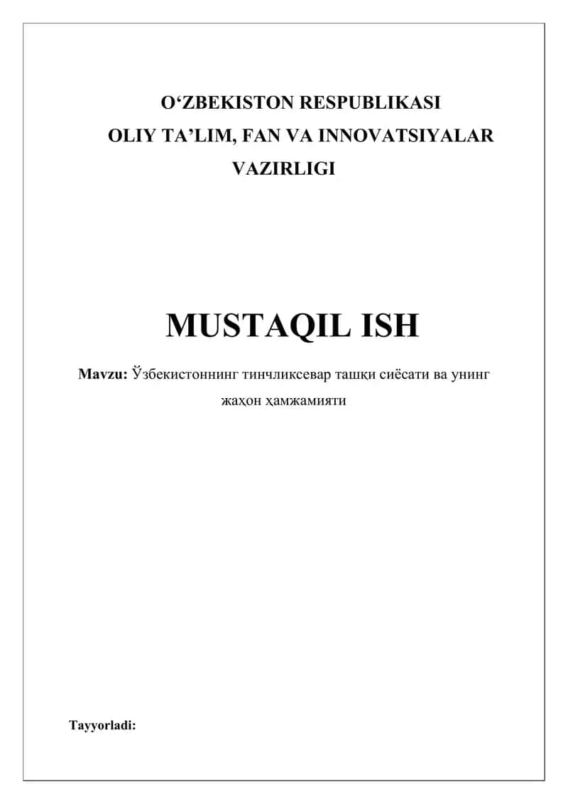 O'zbekistonning tashqi siyosati