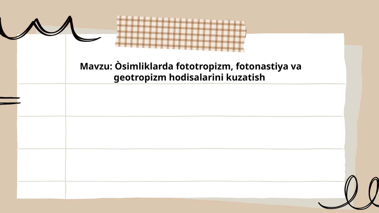 Òsimliklarda fototropizm, fotonastiya va geotropizm hodisalarini kuzatish