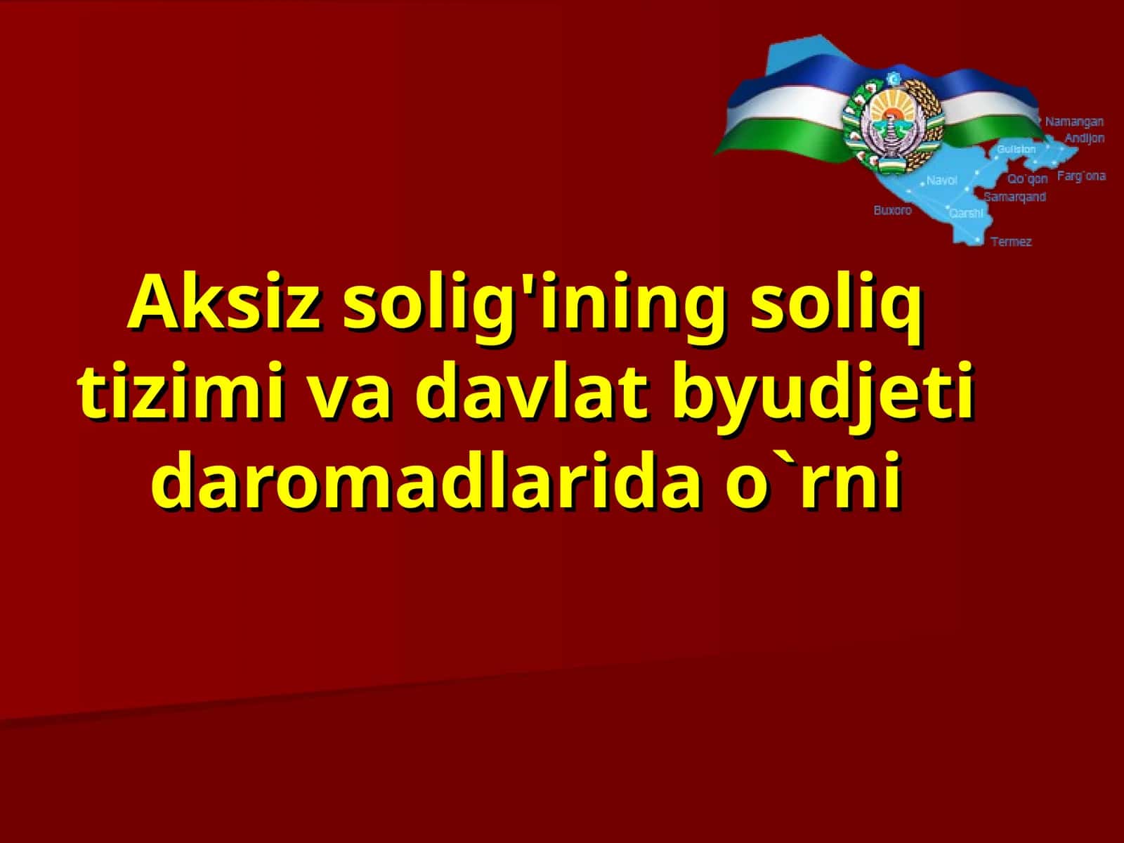 Aktsiz solig'ining soliq tizimi va davlat byudjeti daromadlarida o`rni