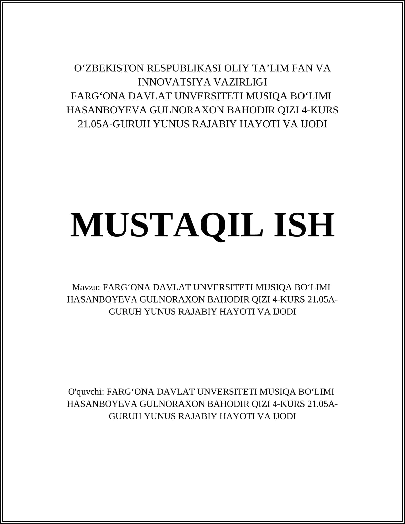 Yunus Rajabiy Hayoti va Ijodi
