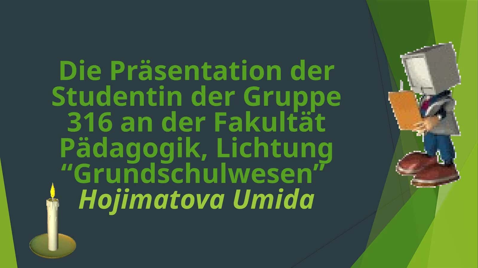 Die Präsentation der Studenten der Gruppe 316 an der Fakultät für Pädagogik