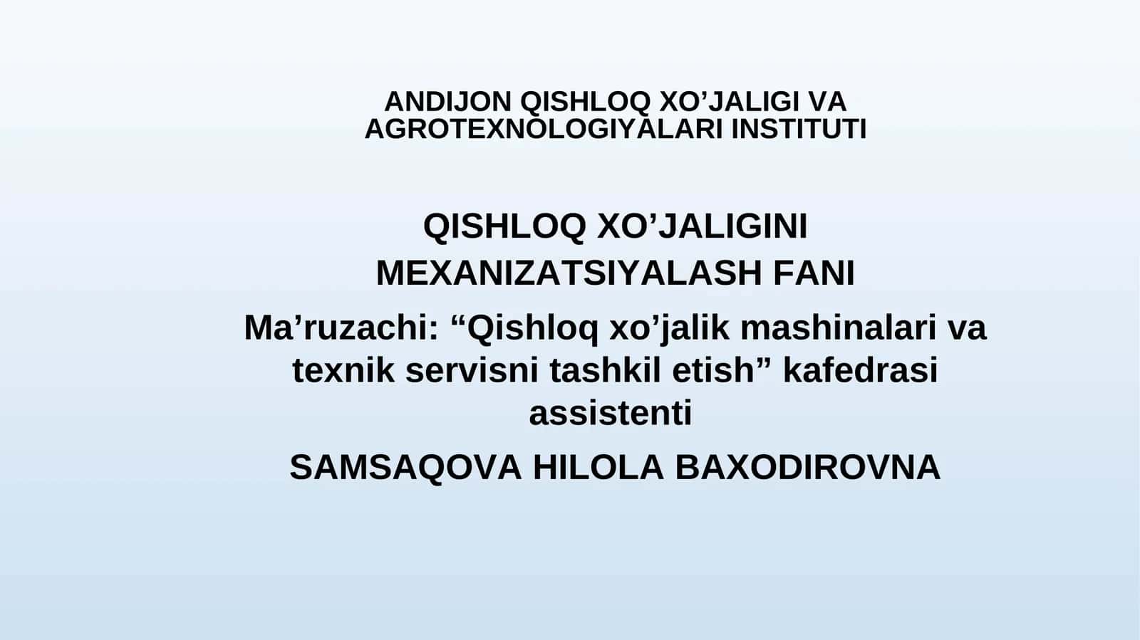 Melioratsiyava sugorishishlarida qo‘llaniladigan mashinalar
