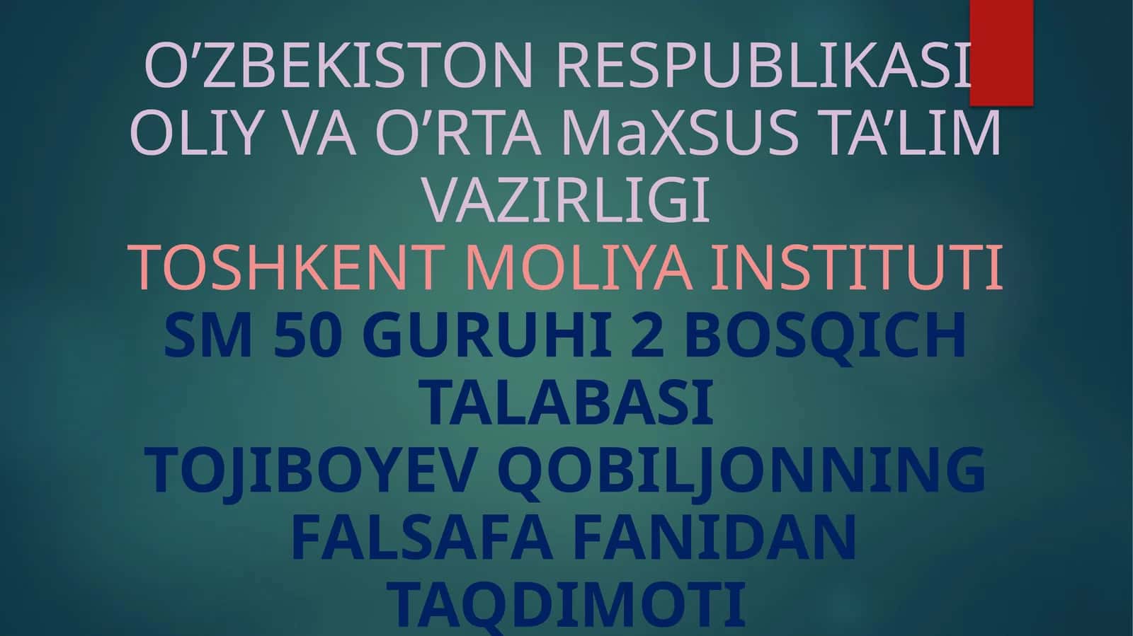 "O`ZBEKISTONDAGI ILK O`RTA ASRLAR FALSAFASI"