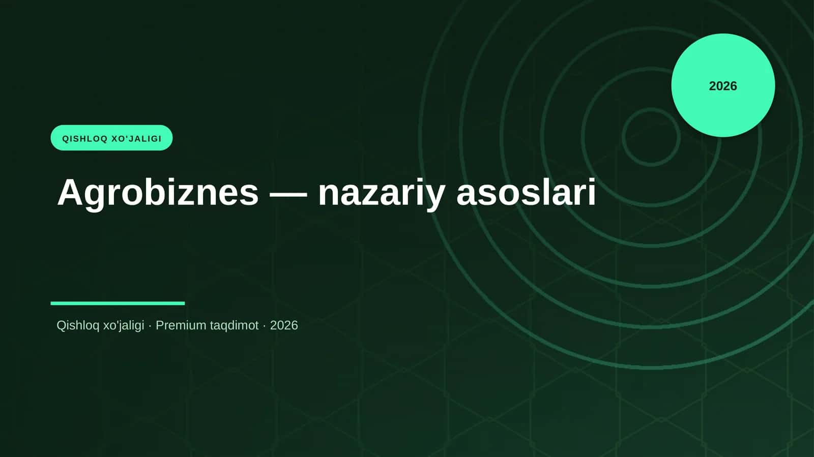 Agrobiznes — nazariy asoslari