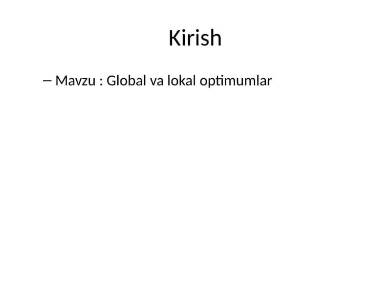 Global va lokal optimumlar