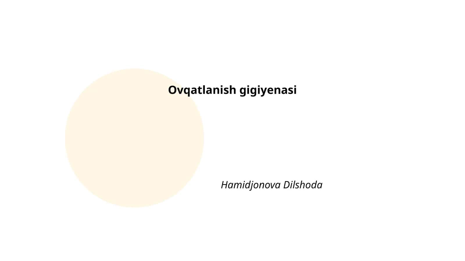 Ovqatlanish gigiyenasi