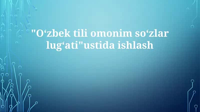 Oʻzbektili Omonimlar Lugʻati