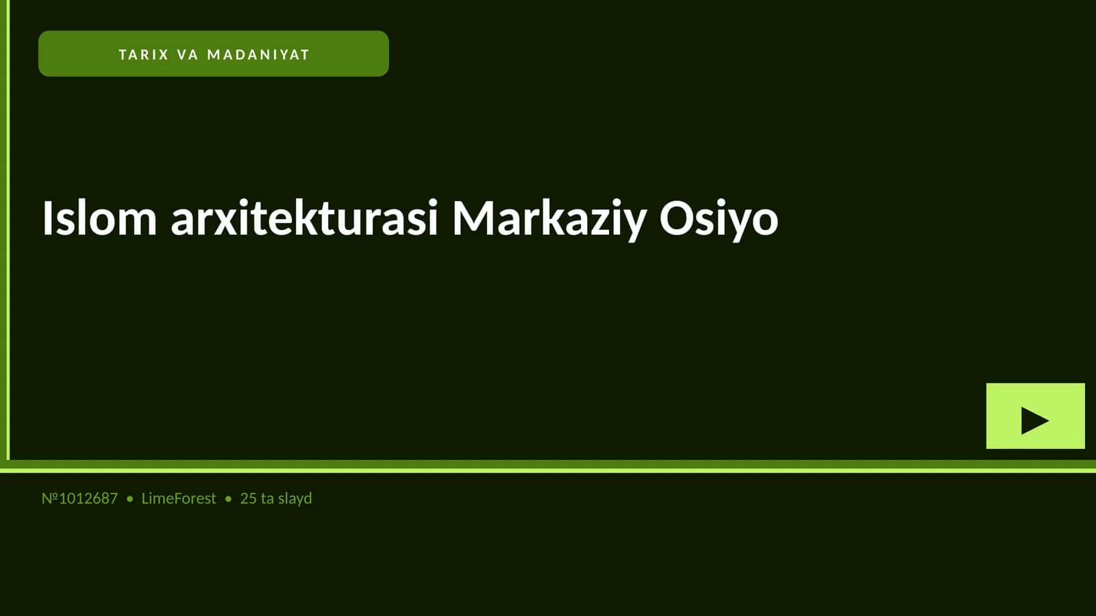 Islom arxitekturasi Markaziy Osiyo
