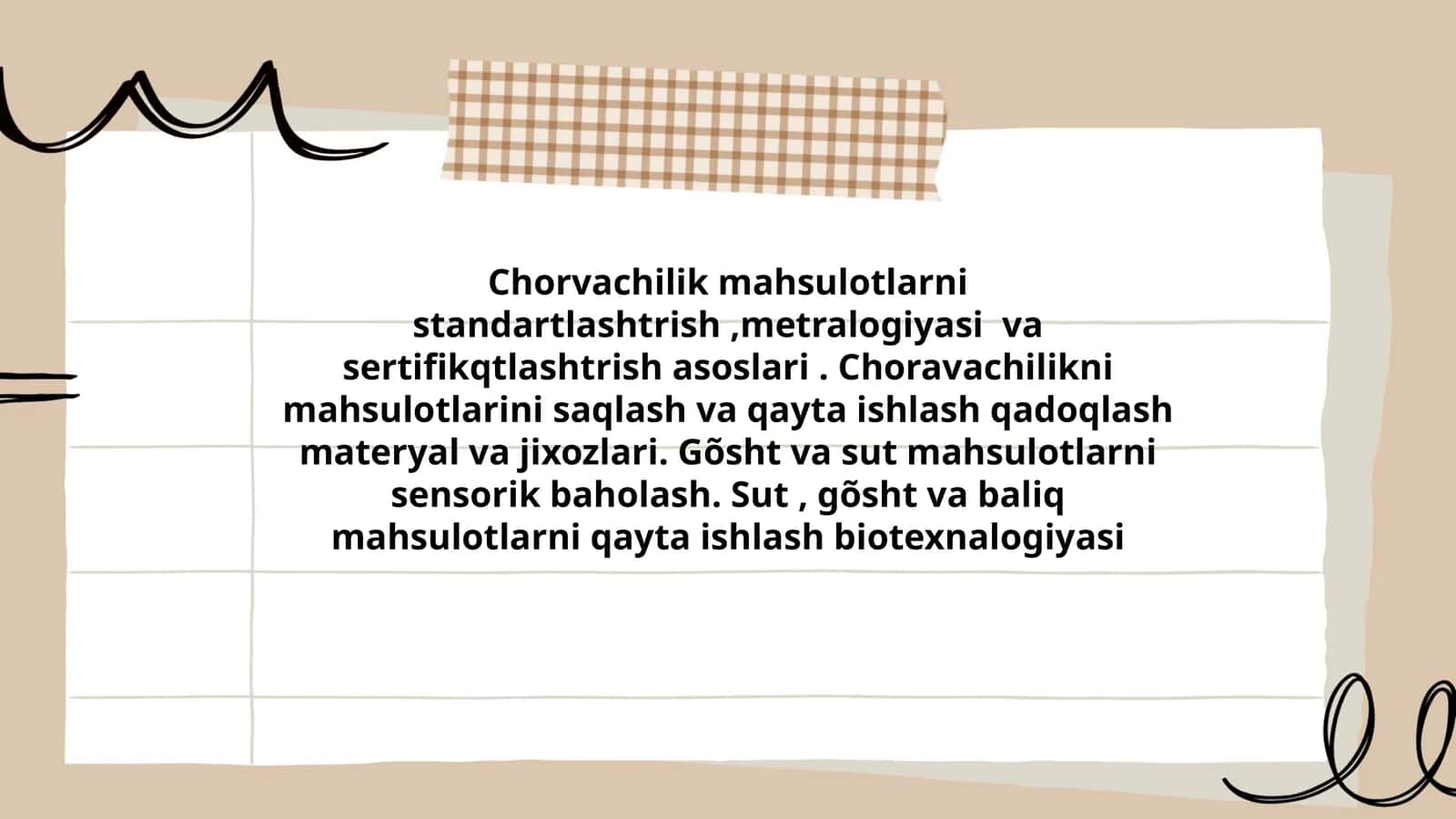 Chorvachilik mahsulotlarni standartlashtrish, metralogiyasi va sertifikqtlashtrish asoslari