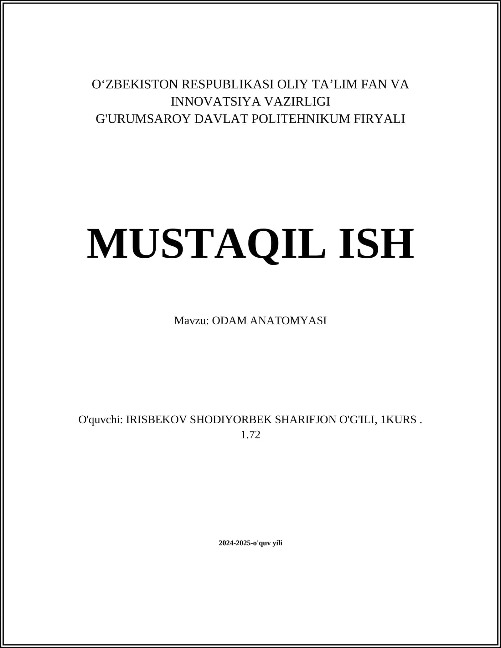 ODAM ANATOMYASI