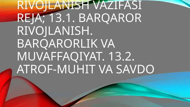 Barqaror rivojlanish vazifasi