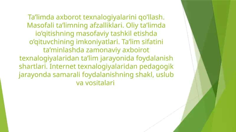 Masofali ta'limning afzalliklari