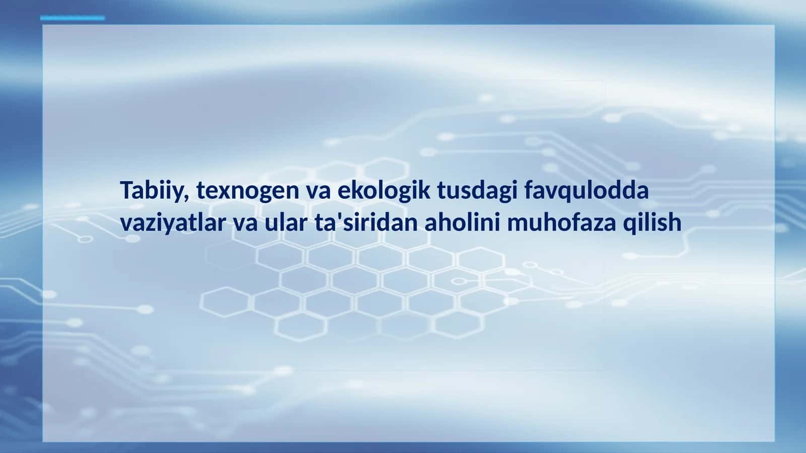 Favqulodda vaziyatlar va aholi xavfsizligi: Kirish