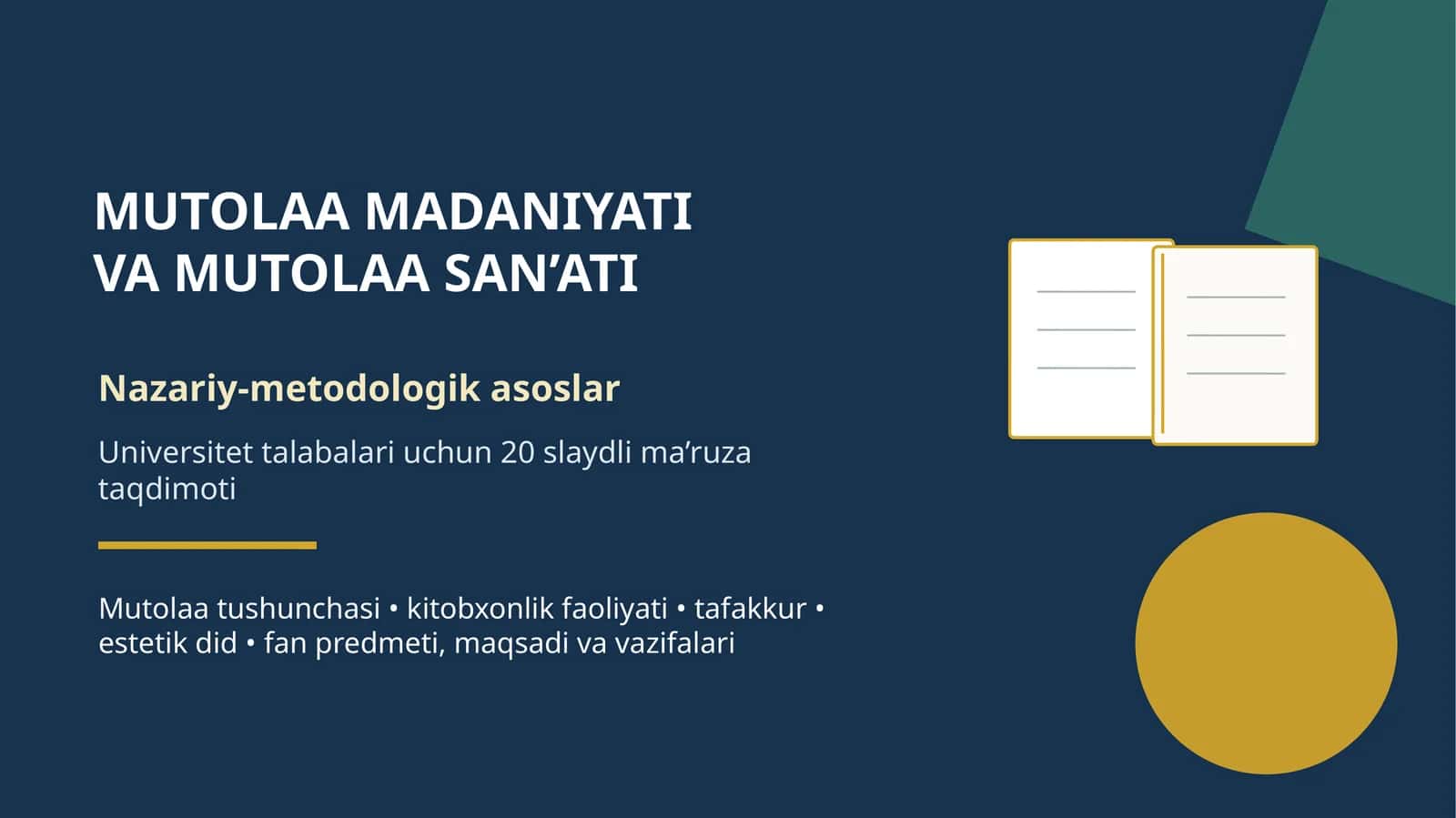 MUTOLAA MADANIYATI VA MUTOLAA SAN’ATI