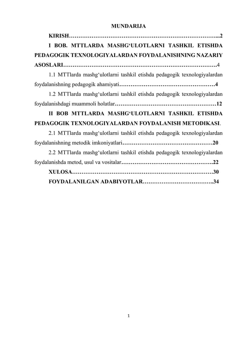 MTTlarda Mashg'ulotlarni Tashkil Etishda Pedagogik Texnologiyalardan Foydalnish
