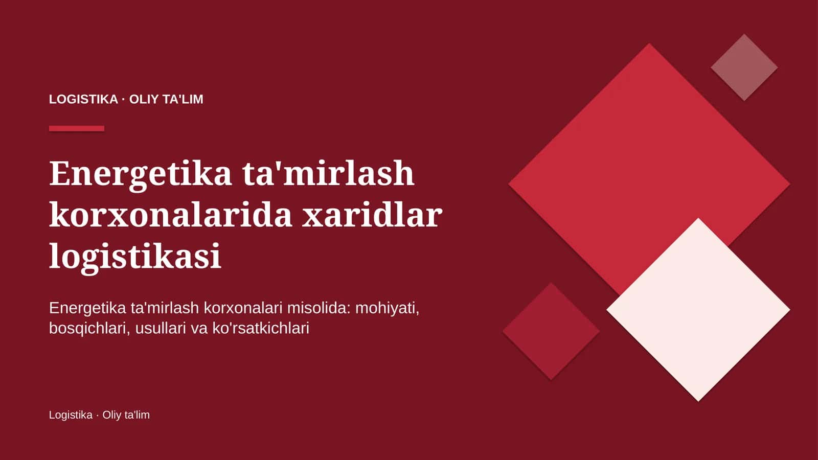 energetika ta'mirlash korxonalarida xaridlar logistikasi 4915