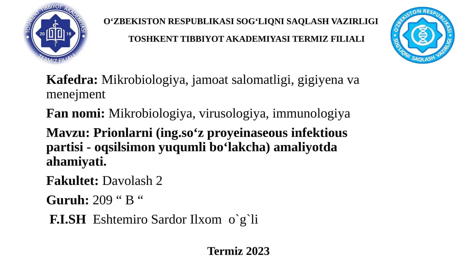 Prionlarni amaliyotdaahamiyati