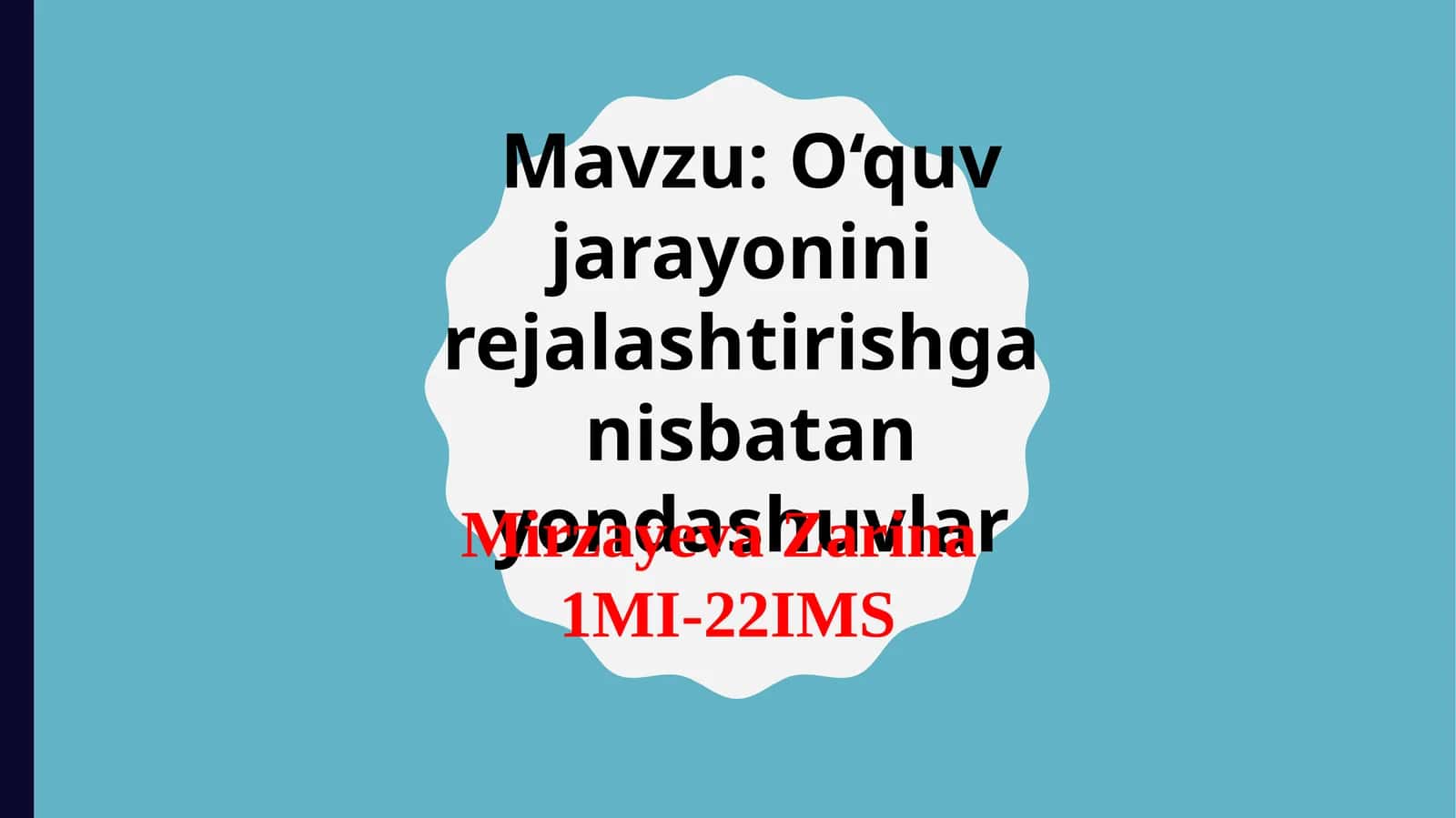 O‘quvjarayonini rejimashtirish
