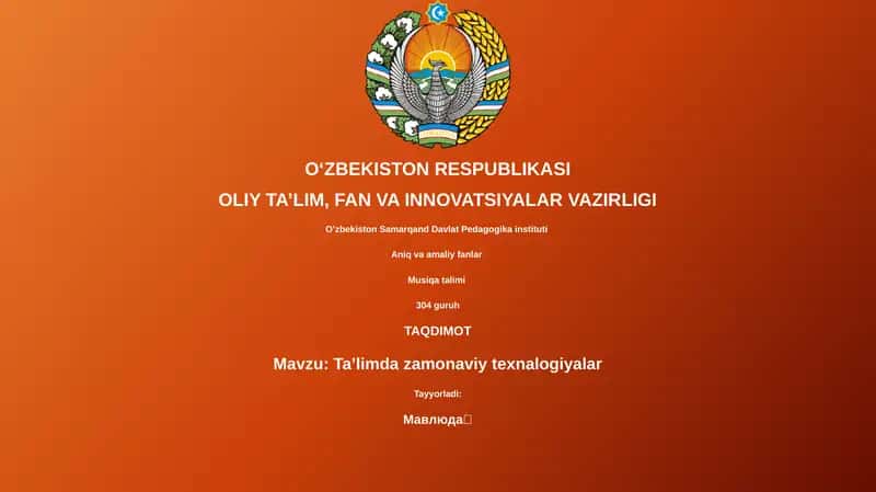 Ta’limda zamonaviy texnologiyalar