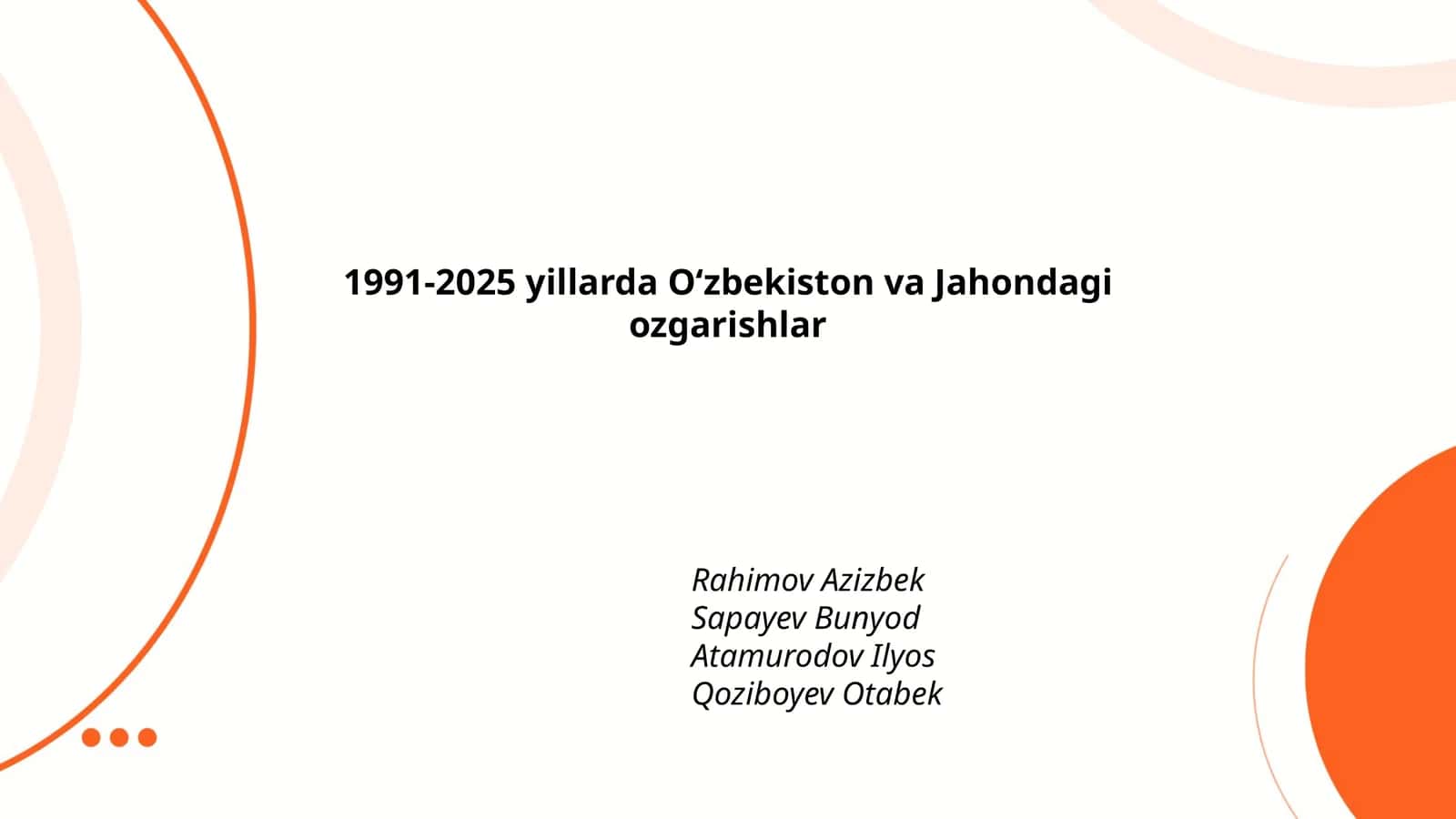 Oʻzbekiston va Jahondagi ozgarishlar