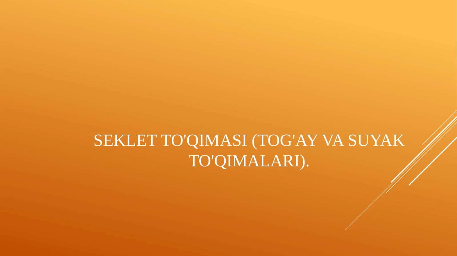 Seklet to'qimasi (tog'ay va suyak to'qimalari).