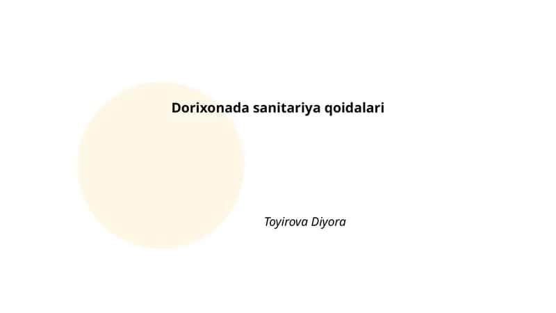 Dorixonada sanitariya qoidalari