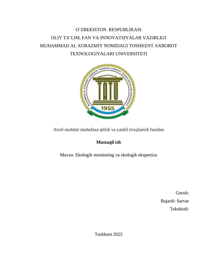Ekologik monitoring va ekologik ekspertiza