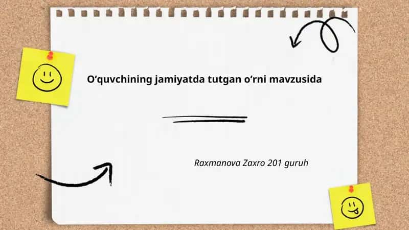 Oʻquvchining jamiyatda tutgan oʻrni mavzusida