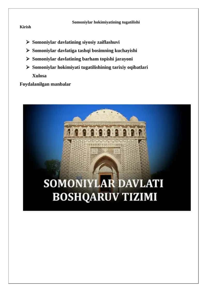 Somoniylar hokimiyatining tugatilishi