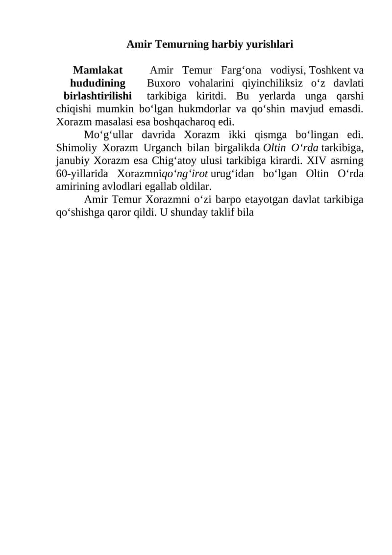 Amir Temurning harbiy yurishlari