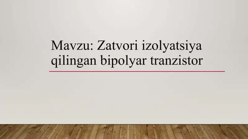 Zatvori izolyatsiya qilingan bipolyar tranzistor