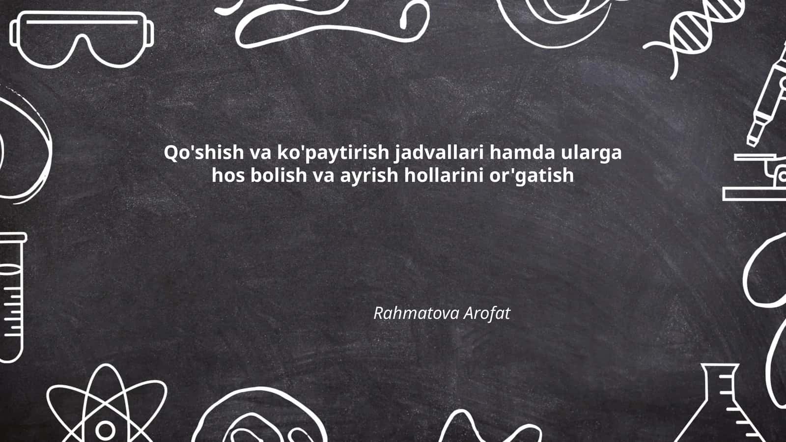 Qo'shish va ko'paytirish jadvallari