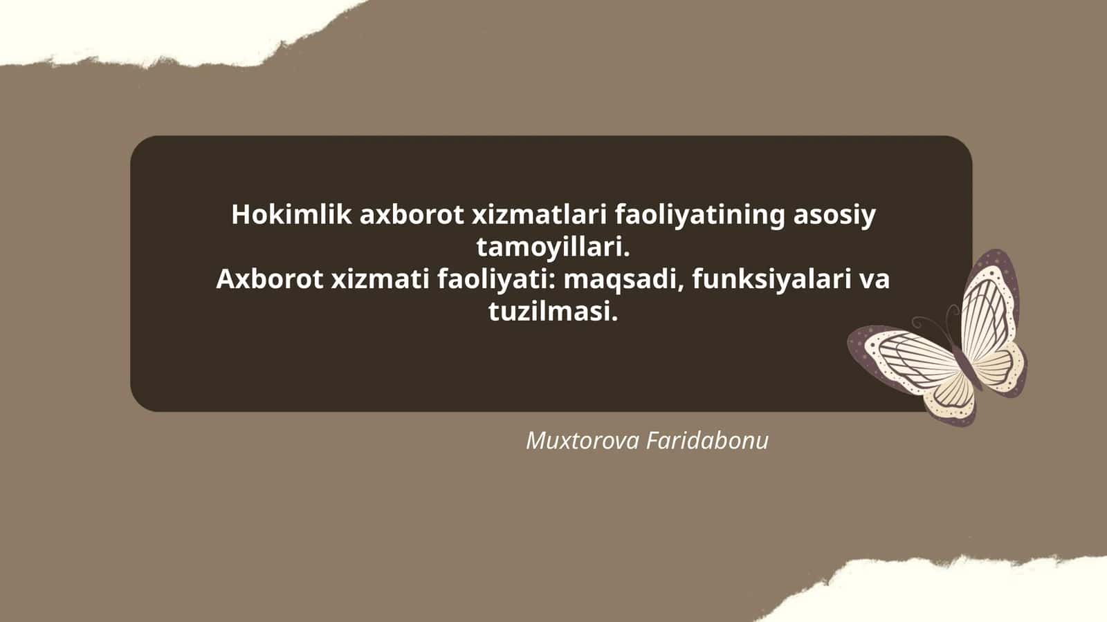 Hokimlik axborot xizmatlari faoliyatining asosiy tamoyillari