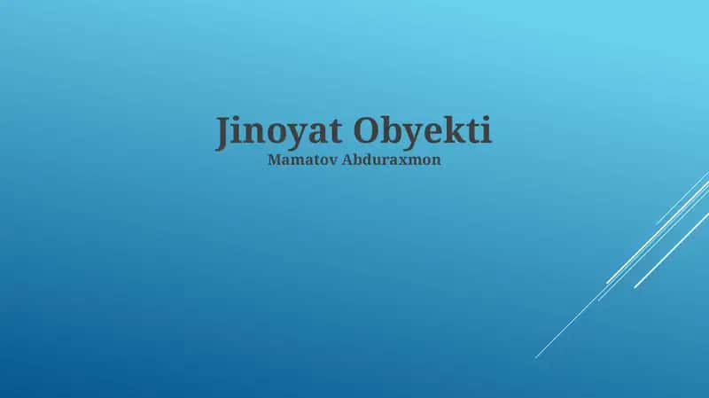 Jinoyat Obyekti