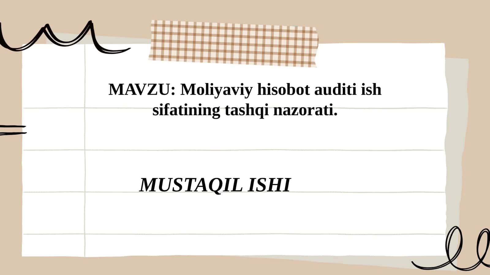 Moliyaviy hisobot auditi ish sifatining tashqi nazorati