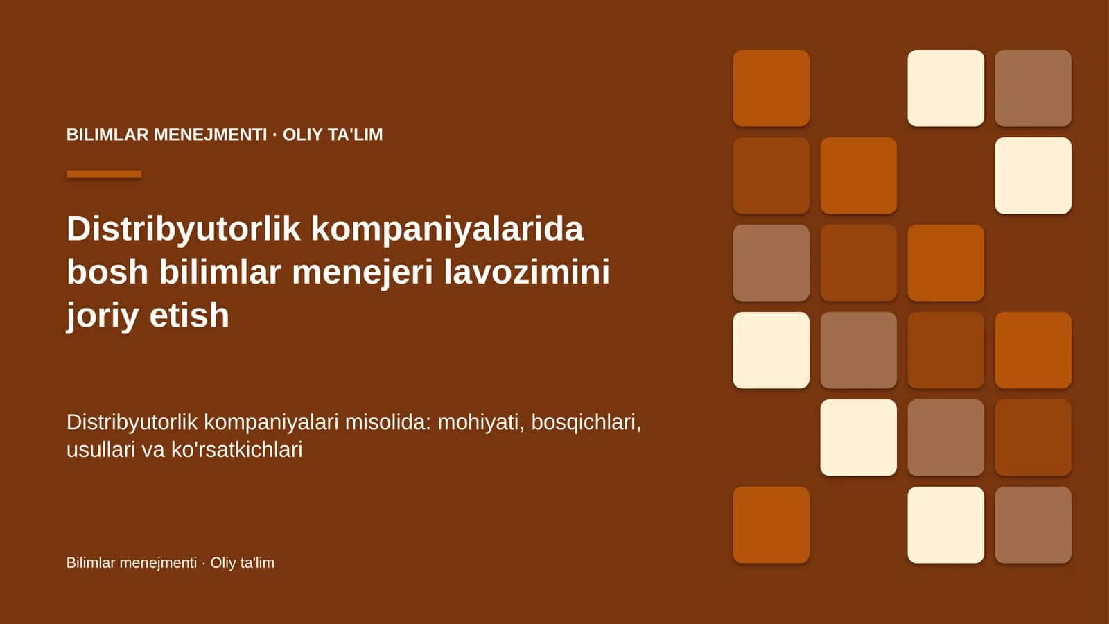 Bilimlar menejmenti · Oliy ta'lim
