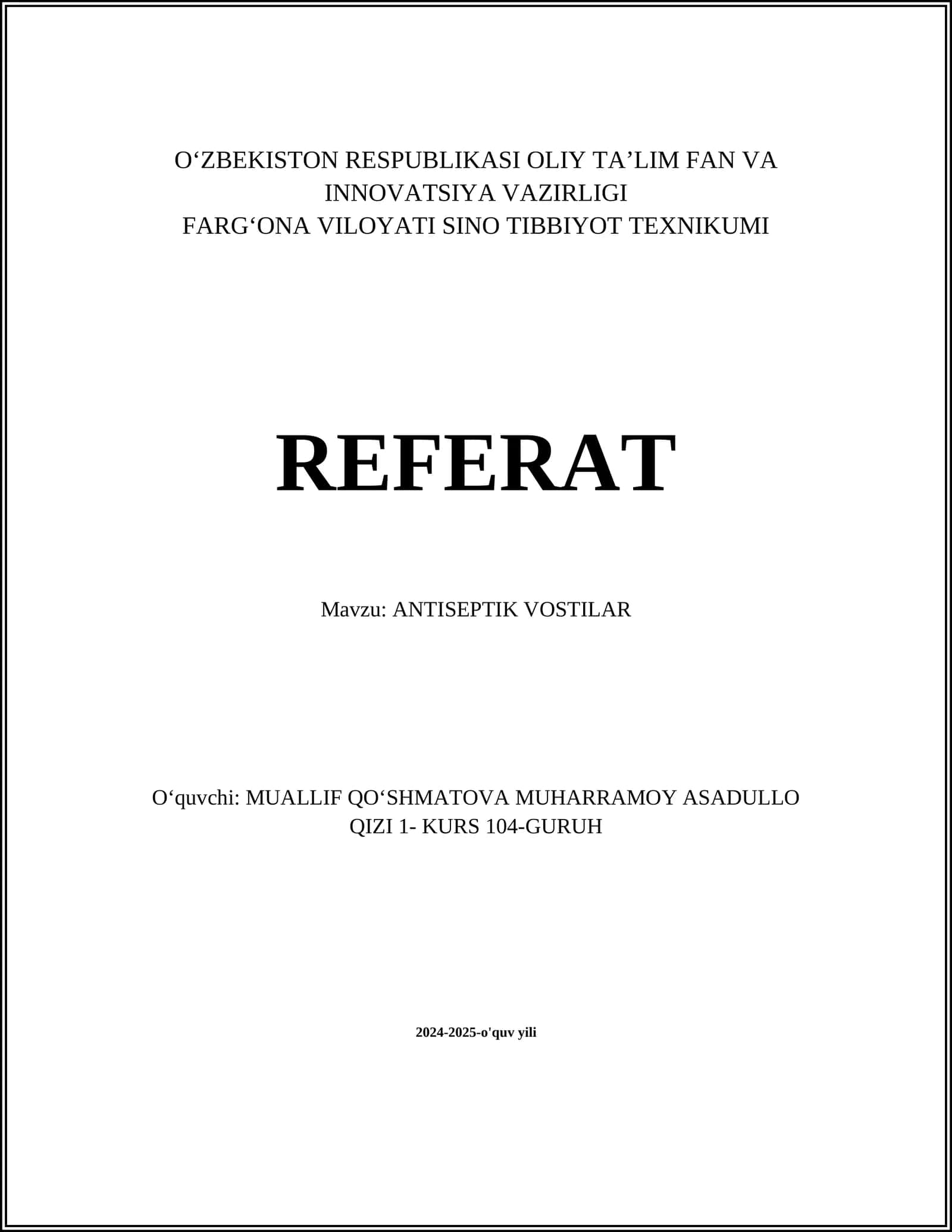 ANTISEPTIK VOSTILAR