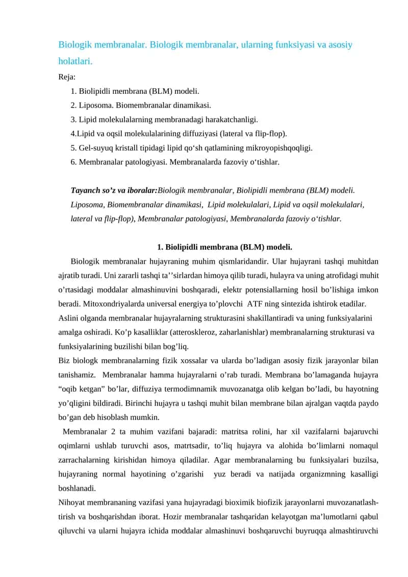 Biologik membranalar