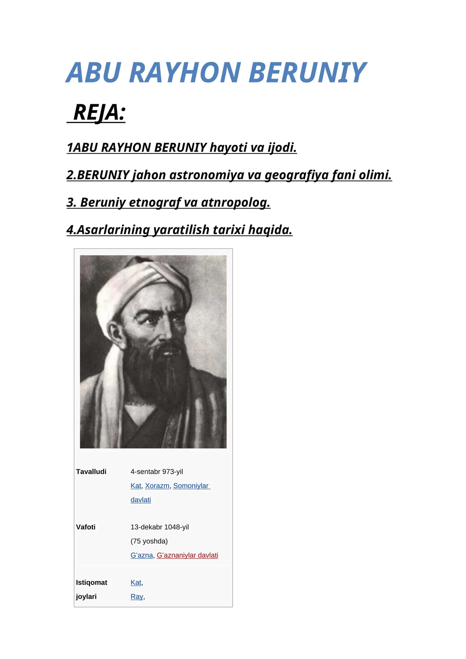 ABU RAYHON BERUNIY