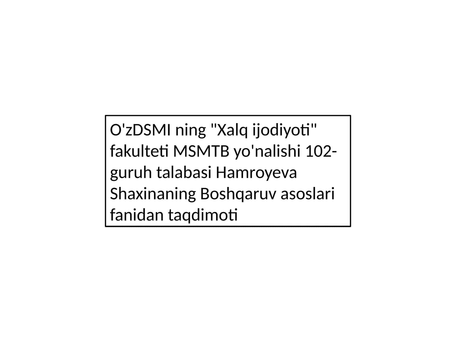 Boshqaruv asoslari fanidan taqdimoti