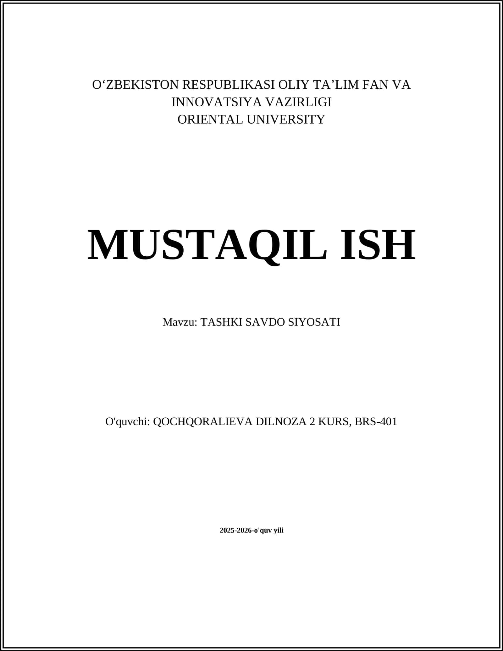 Tashqi savdo siyosati