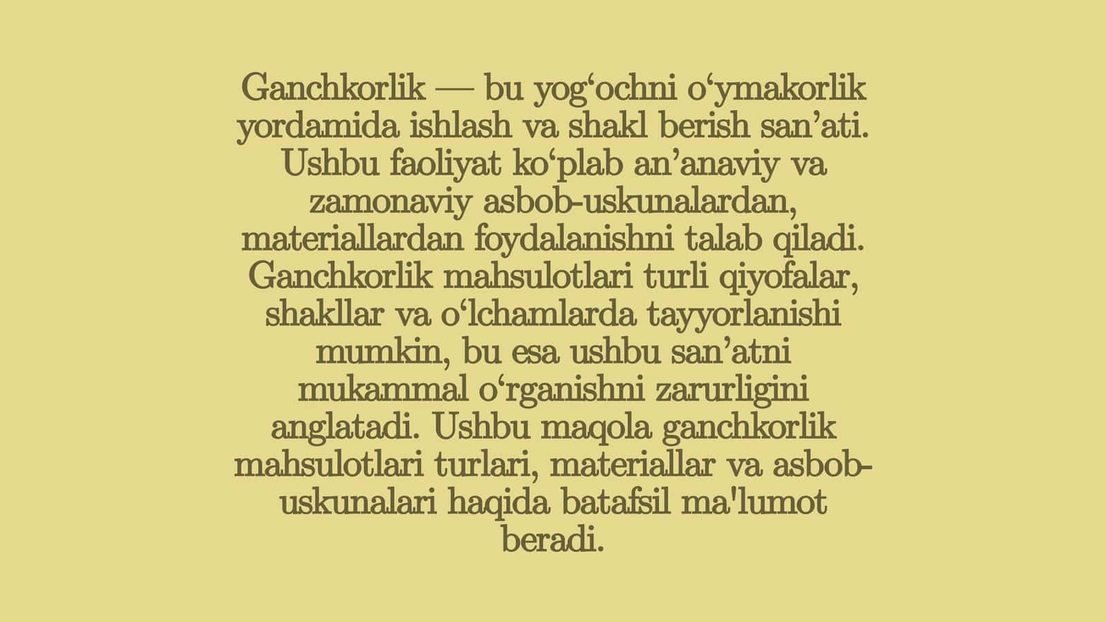 Ganchkorlik mahsulotlari
