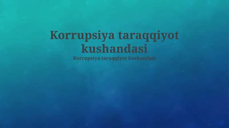 Korruptsiya va sog'liqni saqlash
