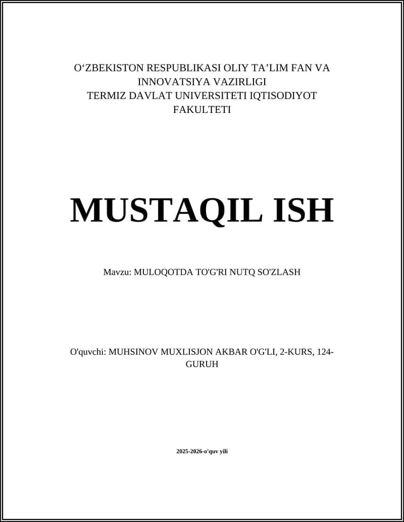 MULOQOTDA TO'G'RI NUTQ SO'ZLASH