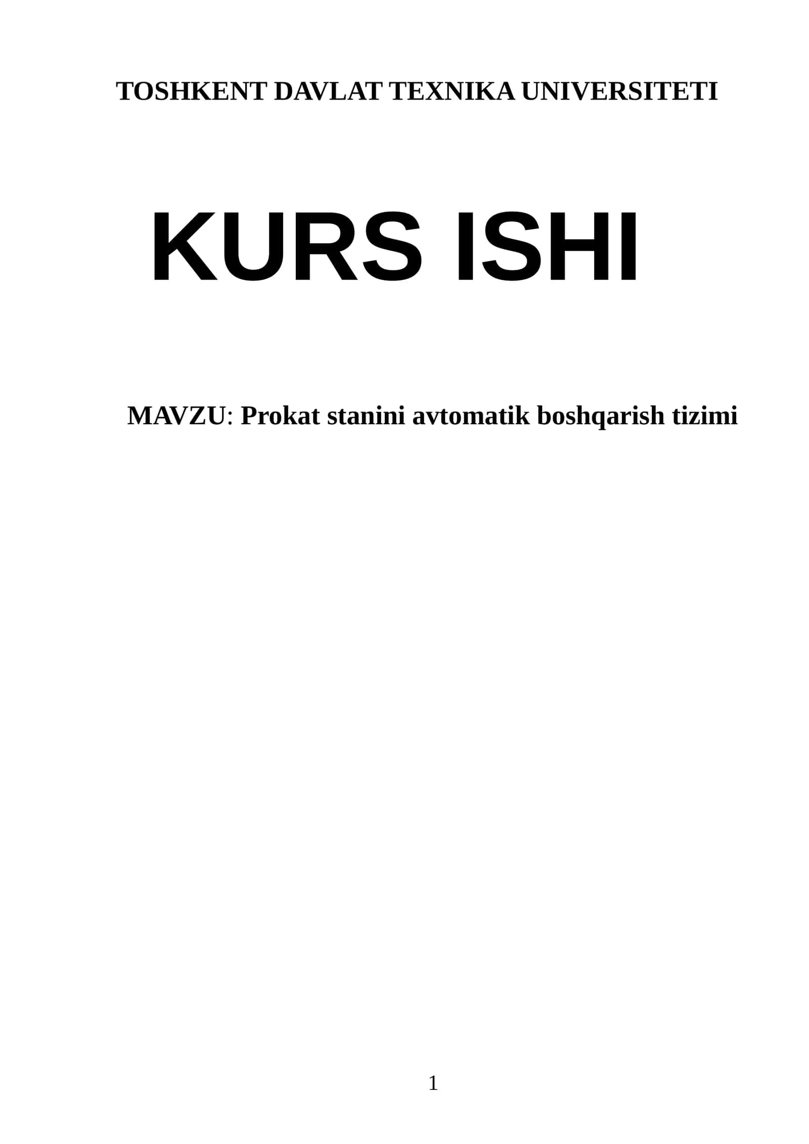 Prokat stanini avtomatik boshqarish tizimi