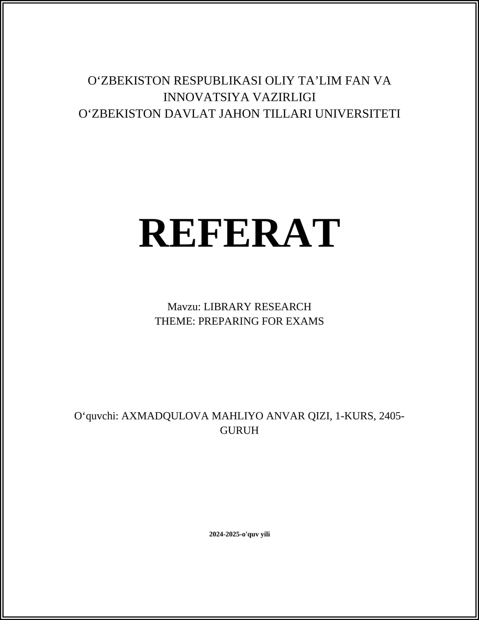 LIBRARY RESEARCH