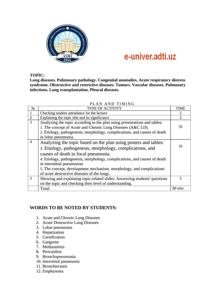 Lung Diseases Lecture Materials